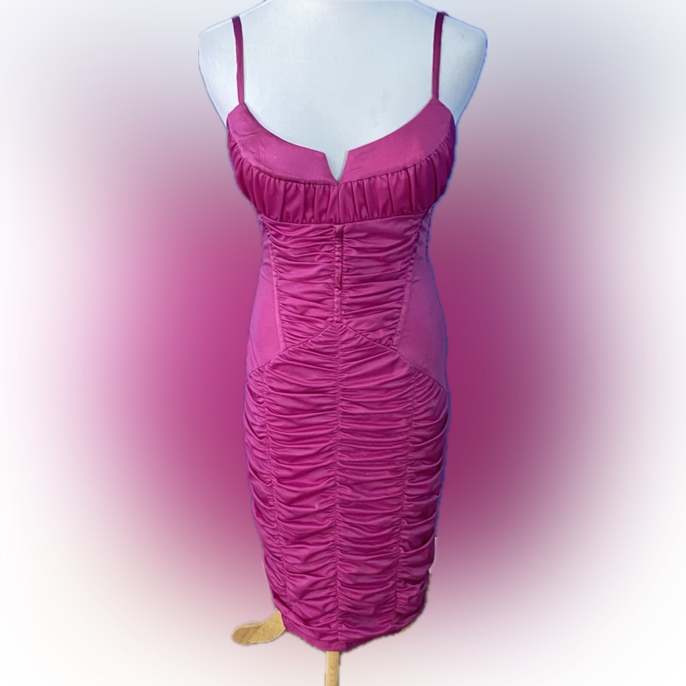 Y2K Bebe Pink Ruched Dress (M)